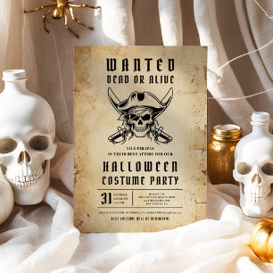 Vintages Piratenskull Halloween Party Einladung