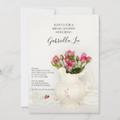 Vintages Pitcher-Brautparty mit rosa Rosen Einladung (Vorderseite)