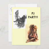 Vintages PJ-PARTY! Einladungspostkarte (Vorne/Hinten)