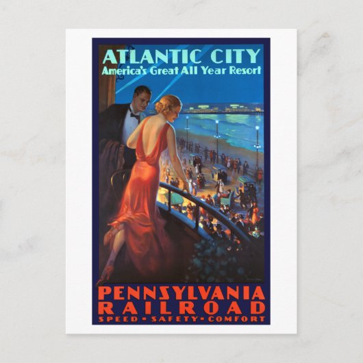 Vintages Plakat der Atlantikbahn Postkarte (Vorderseite)