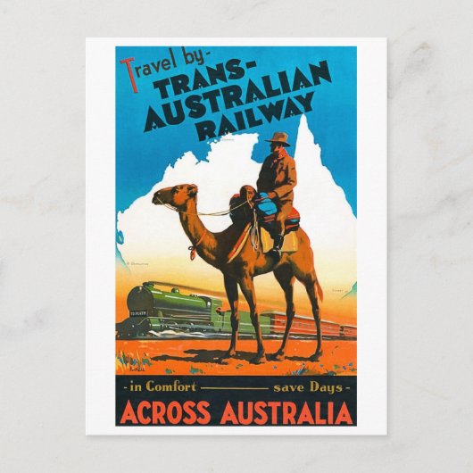 Vintages Plakat der Commonwealth Railways Postkarte (Vorderseite)