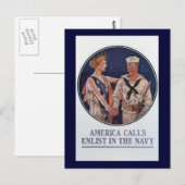 Vintages Plakat der US-amerikanischen Marine Postkarte (Vorne/Hinten)