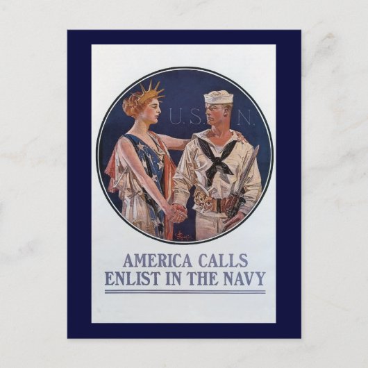 Vintages Plakat der US-amerikanischen Marine Postkarte (Vorderseite)