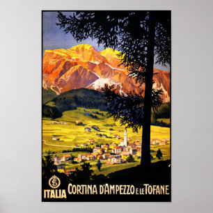Vintages Plakat des Cortina-d Ampezzo Italien