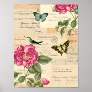 Vintages Plakat elegant mit Rosen und