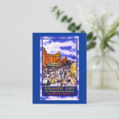 Vintages Plakat für atlantische Stadtreisen auf Ka Postkarte (Stehend Vorderseite)