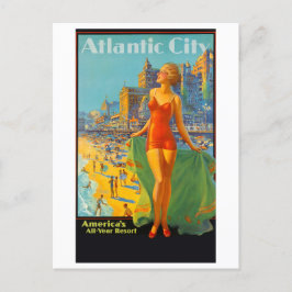 Vintages Plakat für atlantische Stadtreisen Postkarte