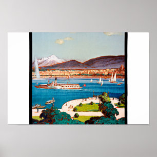 Vintages Plakat Genfs die Schweiz wieder
