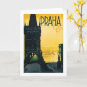 Vintages Plakat Prags (Prag) Karte (Gelbe Blume)
