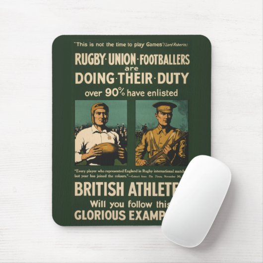 Vintages Plakat: Rugbyspieleranruf für Aufgabe Mousepad (Mit Mouse)