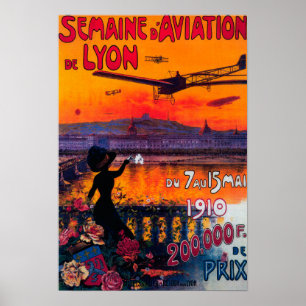 Vintages Plakat Semaine d Luftfahrt-Des Lyon