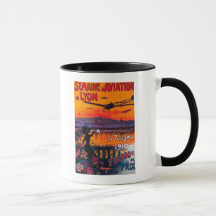 Vintages Plakat Semaine d Luftfahrt-Des Lyon Tasse