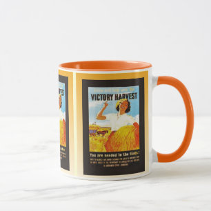 Vintages Plakat, Sieg-Ernte, Zweiter Weltkrieg Tasse