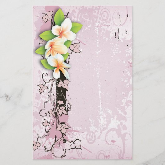Vintages Plumeria/frangipani & ivy rosa Schreibpap Briefpapier (Vorderseite)