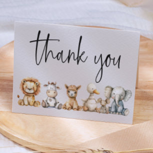 Vintages Plush Kinderzimmer Tiere Kinderdusche Dankeskarte