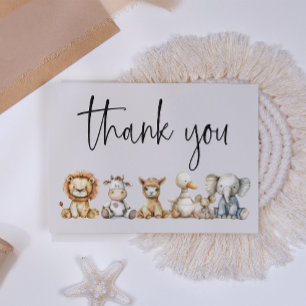 Vintages Plush Kinderzimmer Tiere Kinderdusche Dankeskarte