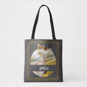 Vintages Podenco Art Deco Dog Gray Tasche