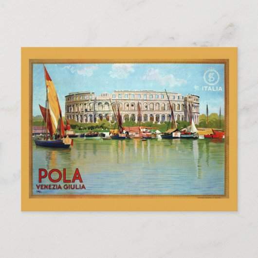 Vintages Pola Pula Römertheater Italienisch Postkarte (Vorderseite)