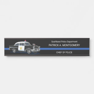 Vintages Polizeiauto Thin Blue Line Name Long Desk Türschild