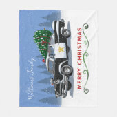 Vintages Polizeiauto Weihnachtsbaum Monogramm Fleecedecke (Vorderseite)