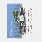 Vintages Polizeiauto Weihnachtsbaum Monogramm Fleecedecke (Vorderseite)