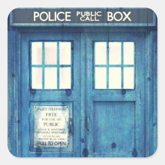 Vintages Polizeitelefon Öffentliche Anrufe Quadratischer Aufkleber (Vorderseite)