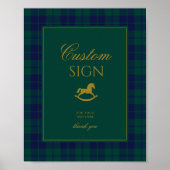 Vintages Polo Rocking Pferd Karierte grüne Gewohnh Poster (Vorne)