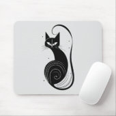 Vintages Polster für Schwarze Katze Mousepad (Mit Mouse)