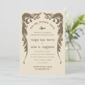 Vintages Pomegranat Einladung (Stehend Vorderseite)