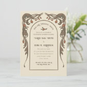 Vintages Pomegranat Einladung (Stehend Vorderseite)