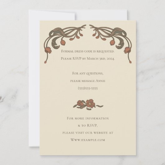 Vintages Pomegranat Einladung (Rückseite)