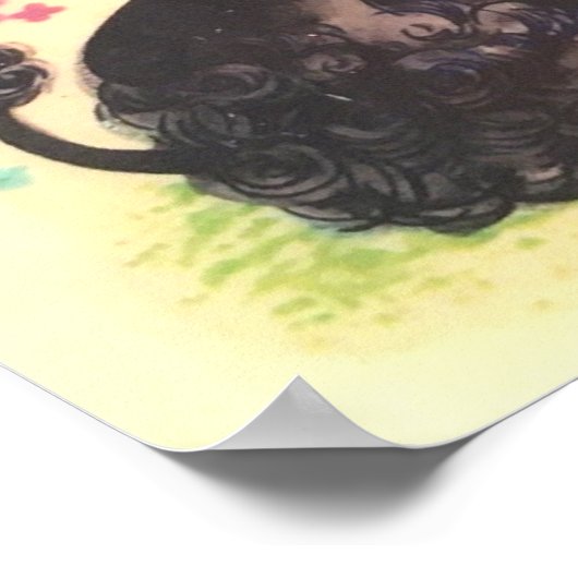 Vintages Poodle auf Eitelkeit Poster (Ecke)