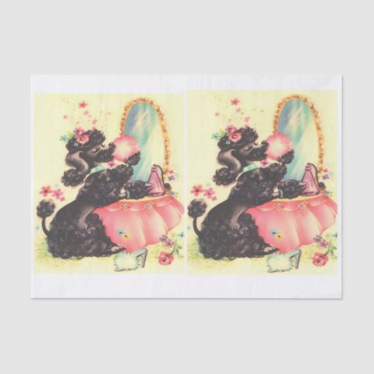 Vintages Poodle für Decoupage Seidenpapier (Vorderseite)