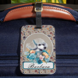 Vintages Poodle personalisieren Gepäckanhänger