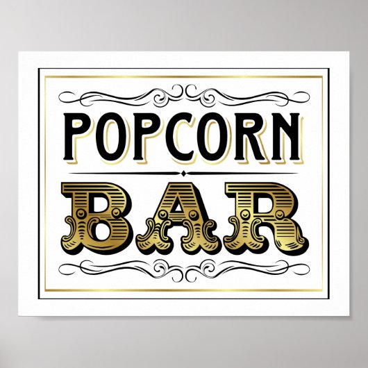 Vintages POPCORN-BAR-Zeichen Poster (Vorne)
