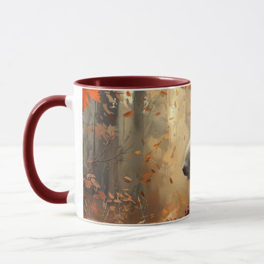 Vintages Porcupine im Herbst Tasse (Links)