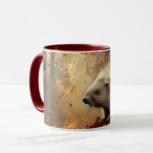 Vintages Porcupine im Herbst Tasse (Vorderseite Links)