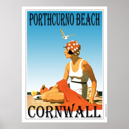 Vintages Porthcurno Beach Poster (Vorne)