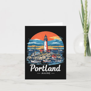 Vintages Portland Maine Sunset Skyline Küstenort Karte