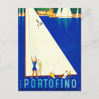 Vintages Portofino Weißmeer Segelboote Tourismus Postkarte