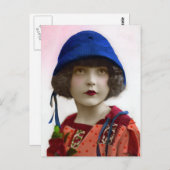 Vintages Portrait "Child in Blue Hat" Postkarte (Vorne/Hinten)