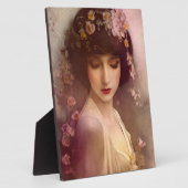 Vintages Portrait der wunderschönen Blumenweibchen Fotoplatte (Seite)