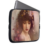 Vintages Portrait der wunderschönen Blumenweibchen Laptopschutzhülle (Vorne Rechts)