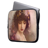 Vintages Portrait der wunderschönen Blumenweibchen Laptopschutzhülle (Vorderseite Links)