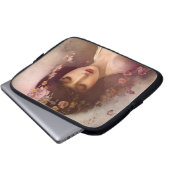 Vintages Portrait der wunderschönen Blumenweibchen Laptopschutzhülle (Vorne Knopf)