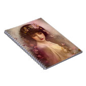 Vintages Portrait der wunderschönen Blumenweibchen Notizblock (Rechte Seite)