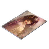 Vintages Portrait der wunderschönen Blumenweibchen Notizblock (Linke Seite)