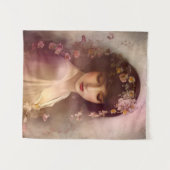 Vintages Portrait der wunderschönen Blumenweibchen Wandteppich (Vorderseite (Horizontal))