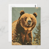 Vintages Portrait des Braunbären Postkarte (Vorne/Hinten)
