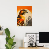 Vintages Portrait des Cooper's Hawk Poster (Heimbüro)